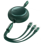 Baseus Bright Mirror One-for-three Retractable Data Cable Type-C to M+L+C 1.2m 100W Green (CAMLC-AMJ06)