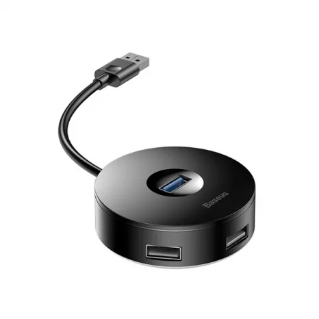 Baseus Round Box 4 in 1 USB HUB Adapter (CAHUB-F01) – Black
