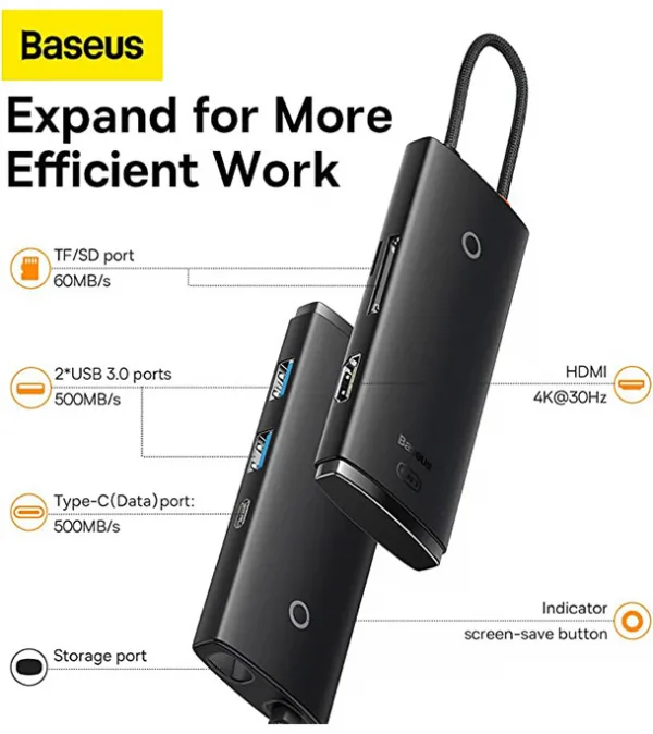 Baseus Lite Series 6-Port Type-C HUB Docking Station