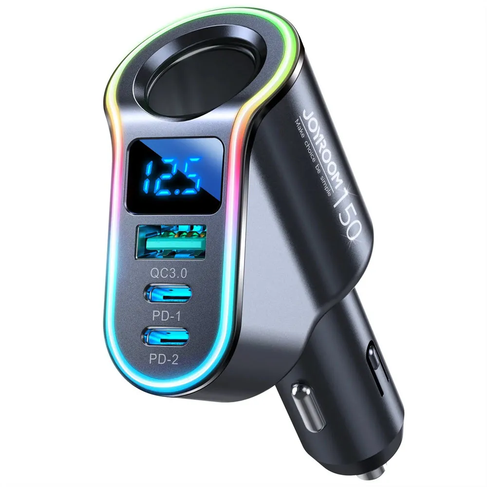 joyroom-jr-cl21-150w-4-in-1-cigarette-lighter-car-charger-with-led-digital-display-1